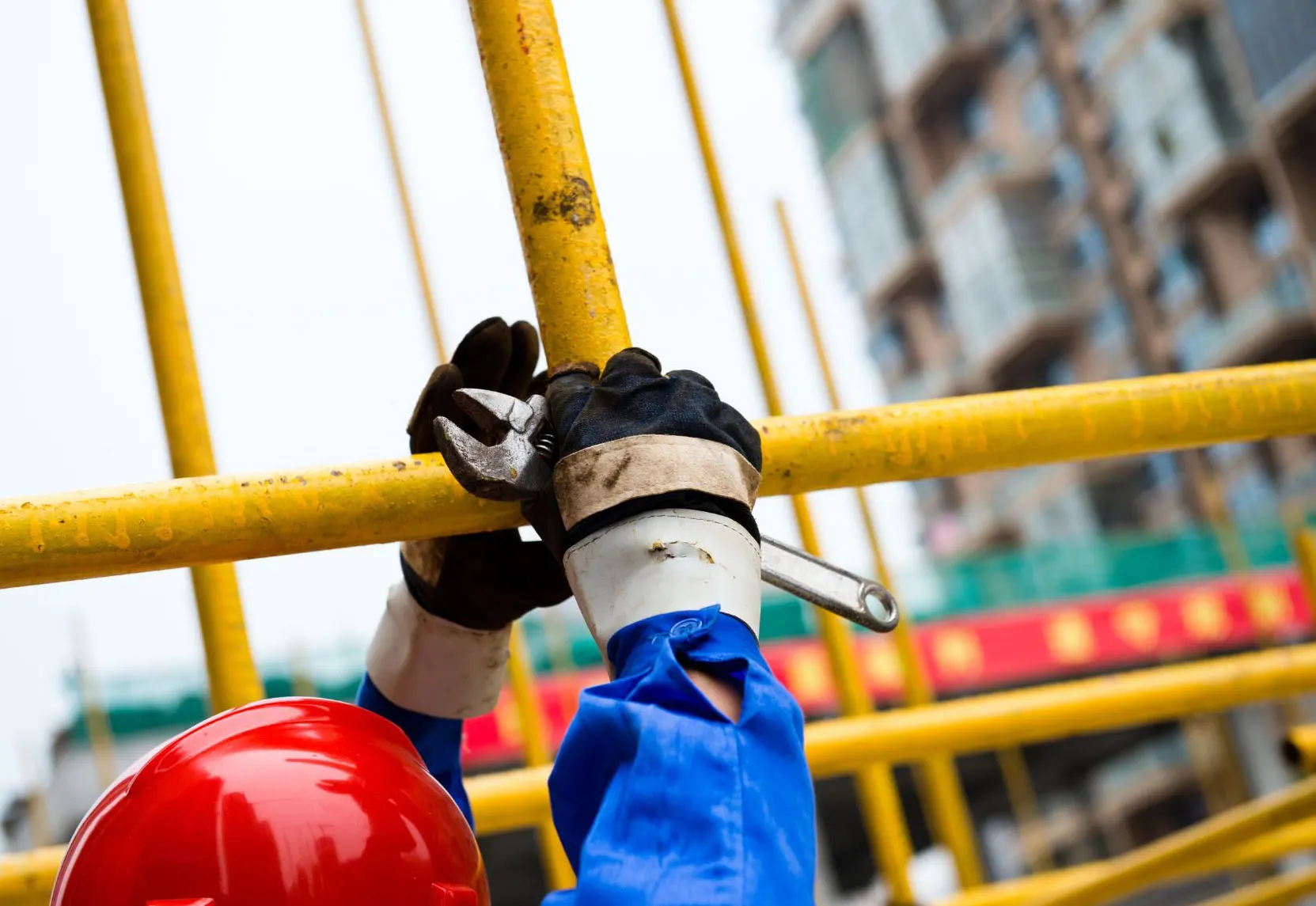 Close-up of scaffold hardware assembly by Sacramento Scaffolding ensuring structural safety